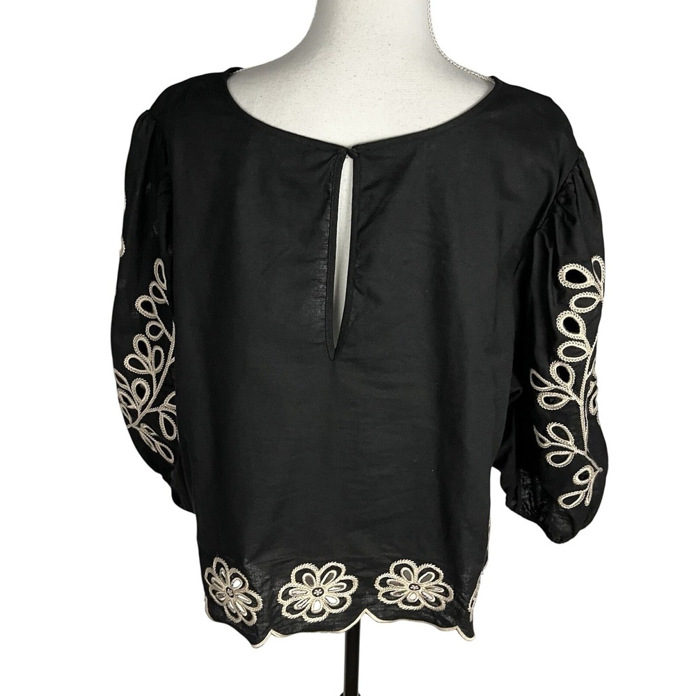 Aveology Embroidered Ballon Sleeve Boho Blouse Size 22/24 Black - Picture 2 of 9